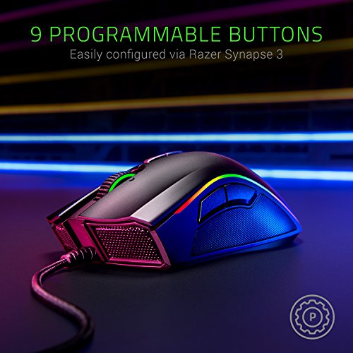 Razer Mamba Elite Wired Gaming Mouse: 16,000 DPI Optical Sensor - Chroma RGB Lighting - 9 Programmable Buttons - Mechanical Switches