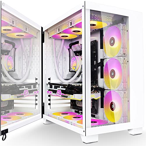 KEDIERS PC Case - ATX Tower Tempered Glass Gaming Computer Case with 9 ARGB Fans,C590