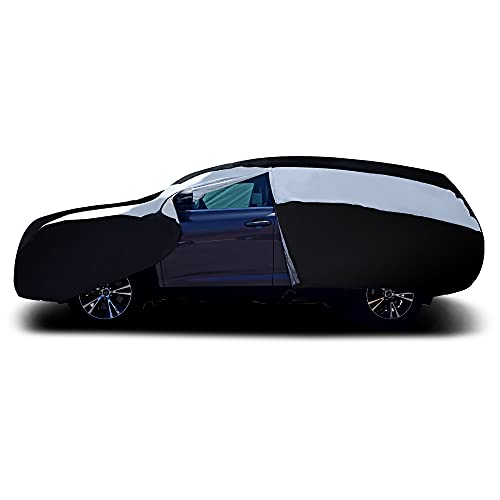 Titan Lightweight Mid-Size SUV Car Cover (Black Pearl) for Ford Explorer, Jeep Grand Cherokee, and More. Waterproof Cover Measures 206 Inches and Includes a Driver-Side Door Zipper.