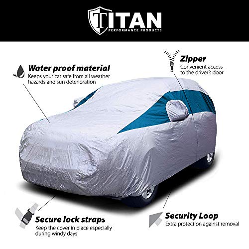Titan Brilliant Color Poly 210T Car Cover for Mid-Size SUV 188-206