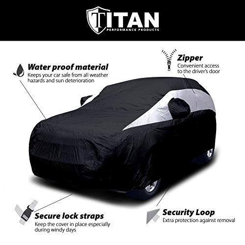 Titan Jet Black Poly 210T Car Cover for Mid-Size SUV 188-206