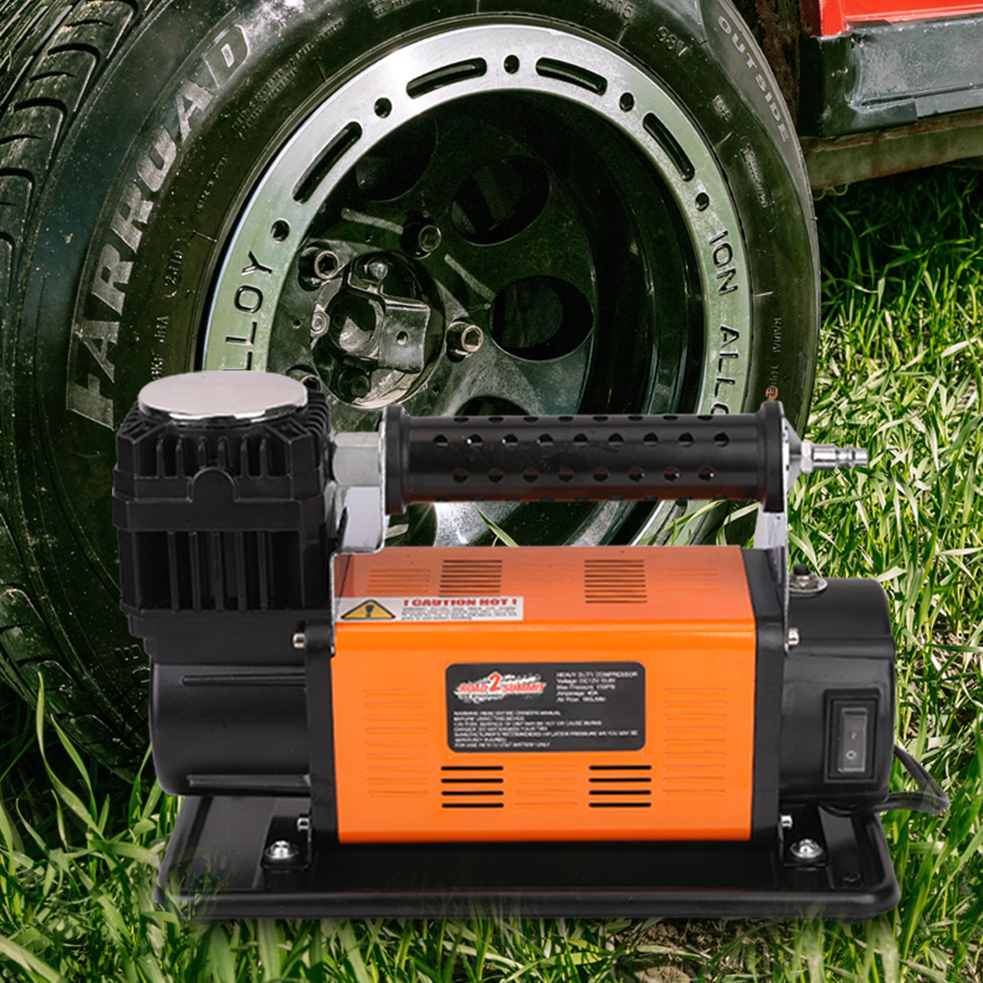 Heavy Duty Portable 12V Air Compressor Kit Inflate 6.35CFM (180L/ Min), Max 150PSI, Off-Road Air Compressor Kit for 4x4 Vehicle RV, Air Pump for ATVS Tire, for Car and SUV Tire, ROAD2SUMMIT