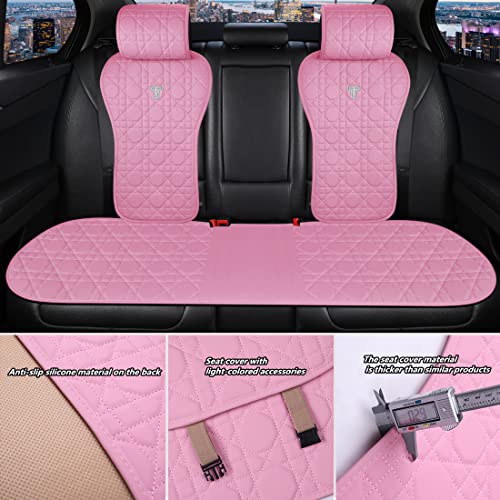 Begonydeer Luxury Car Seat Cover Pink Leather Seat Covers Comfort Universal Seat Covers for Cars for Women 11pcs Auto Seat Cushion Covers with Blingbling 2/3 Covered Fit Car Auto Truck SUV (S-Pink)