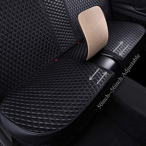 Luxury Black Leather Car Seat Cover Front & Rear Seat Covers with Airbag Compatible 9PCS Universal Leather Seat Cover Fit Car Auto SUV (B-Black)