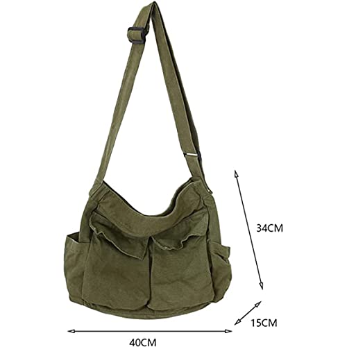 GAXOS Aesthetic Crossbody Bags for Women Cute Vintage Canvas School Handbags Laptop Large Shoulder Bags