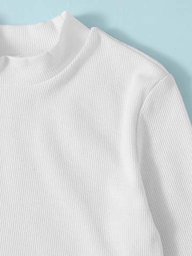 Romwe Girl s Ribbed Long Sleeve Crop Tops and Plaid Pencil Skirt Sets Outfit