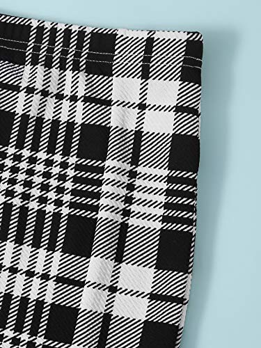 Romwe Girl s Ribbed Long Sleeve Crop Tops and Plaid Pencil Skirt Sets Outfit