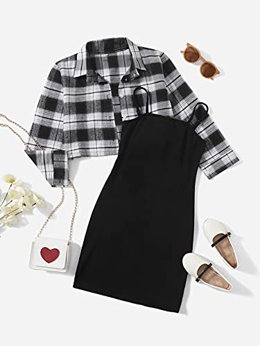 Romwe Girl s 2 Piece Outfit Sleeveless Cami Bodycon Dress with Crop Jacket