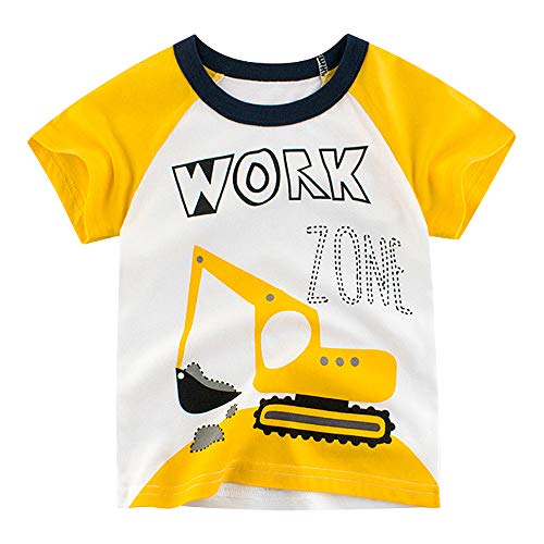 TABNIX Boys  4-Pack Excavator Short Sleeve Crewneck T-Shirts Top Tee Size 2-7 Years Toddler Boys  Value Pack Cotton T-Shirt