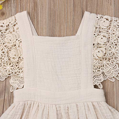 Toddler Baby Girl Infant Comfy Cotton Linen Lace Princess Overall Dress Sundress