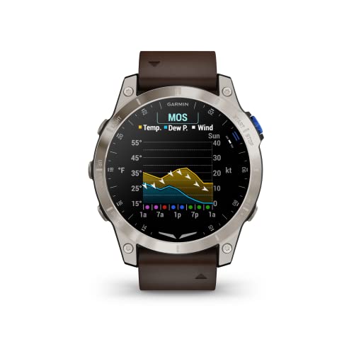 Garmin D2™ Mach 1, Touchscreen Aviator Smartwatch with GPS Moving Map, Aviation Weather, Health and Wellness Features and More, Oxford Brown Leather Band