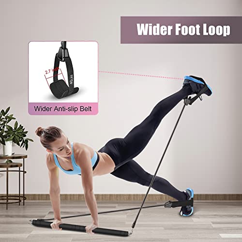 Pilates Bar Kit with Resistance Bands, WeluvFit Exercise Fitness Equipment for Women & Men, Home Gym Workouts Stainless Steel Stick Squat Yoga Pilates Flexbands Kit for Full Body Shaping