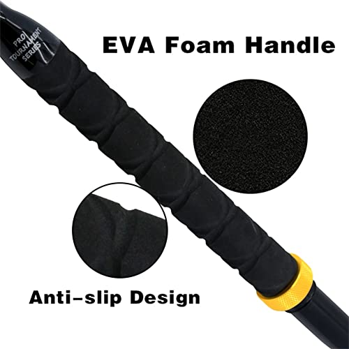 Deep Sea Trolling Rod Offshore Heavy Duty Boat Fishing Pole with Roller Guide Soild Fiberglass 2-Piece 6-Feet Conventional Saltwater Rod with EVA Grip Alu Bent Butt Big Game Fishing Rod