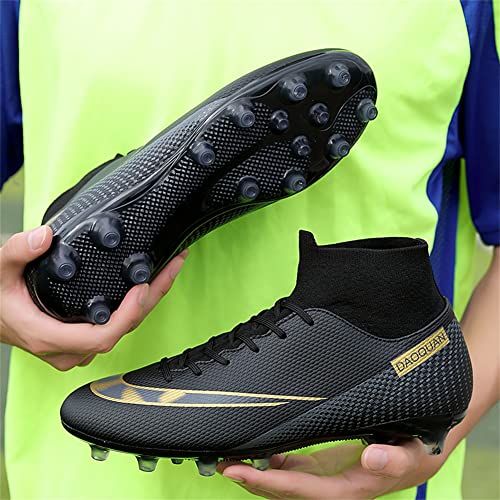 MFSH Unisex-Cleats Soccer Shoes for Big Boy Fg/ag High-top Spikes Football Shoes for Younth Professional Training Turf Indoor Ankle Boots Athletic Sneaker