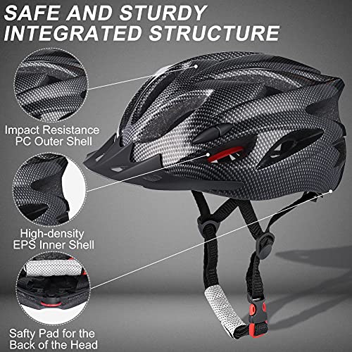 Zacro Adult Bike Helmet Lightweight - Bike Helmet for Men Women Comfort with Pads&Visor, Certified Bicycle Helmet for Adults Youth Mountain Road Biker