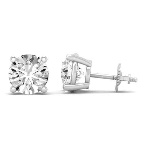 1/2 Carat - 5 Carat Lab Grown Diamond | 14K White Gold Four prong Lab-Grown Diamond Solitaire Stud Earrings | screw back | D-E color and VS1 clarity | ARAIYA FINE JEWELRY