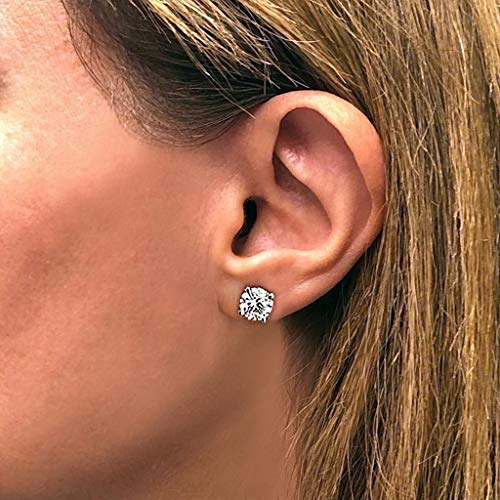 1/4 to 6 Carat D-E Color Lab Grown Diamond Stud Earrings for Women in 14k White Gold cttw 4-Prong Basket Secure Screw Back Made in USA by Beverly Hills Jewelers