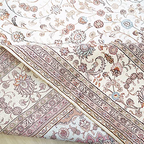 Yilong Carpet 12x18ft Oversized Oriental Silk Rugs Handmade Big Area Carpets Vintage Medallion Rug for Living Room Home Office (White)