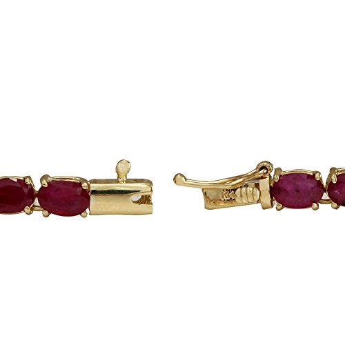 Fashion Strada 55.35 Carat Natural Red Ruby and Diamond (F-G Color, VS1-VS2 Clarity) 14K Yellow Gold Luxury Necklace for Women Exclusively Handcrafted in USA