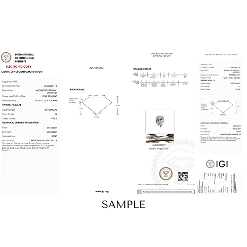 14k White Gold 2 Carat Certified Pear Shape Diamond Solitaire Pendant Women s Necklace 18