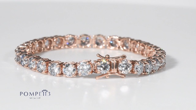 Certified 16.53 Ct Lab Grown Diamond Tennis Bracelet Rose Gold 7