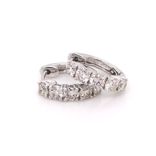 1 Carat to 5 Carat 14K Gold Round White Diamond Ladies Huggies Hoop Earrings (I1-I2 Clarity)-IGI Certified