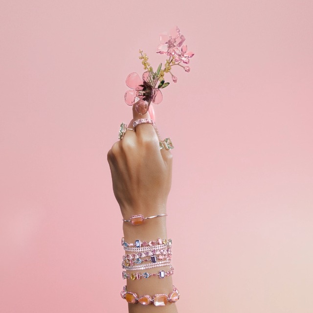 Swarovski Dextera Crystal Bangle Bracelet Jewelry Collection, Gold Tone Finish