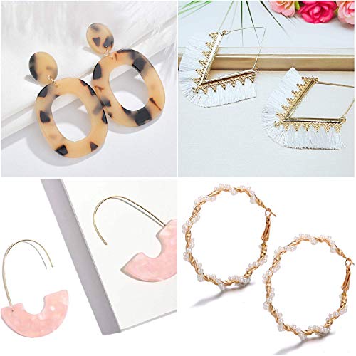 Earrings Set for Women Girls, Funtopia 61 Pairs Fashion Tassel Earrings Acrylic Hoop Stud Drop Dangle Earrings for Birthday Party Gift, Assorted Styles and Colors
