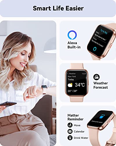 Smart Watches for Women[Call Receive/Dial] Fitness Watches for Women [Alexa Built-in]1.7 Touch Screen Fitness Tracker Heart Rate Blood Oxygen Sleep Monitor 60 Sports IP68 for iPhone Android Compatible