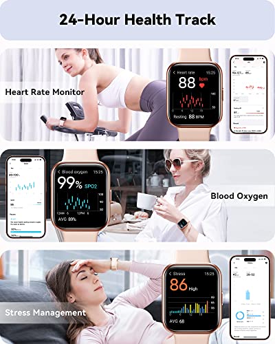 Smart Watches for Women[Call Receive/Dial] Fitness Watches for Women [Alexa Built-in]1.7 Touch Screen Fitness Tracker Heart Rate Blood Oxygen Sleep Monitor 60 Sports IP68 for iPhone Android Compatible