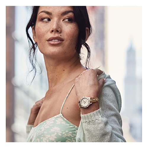 Bulova Ladies  Crystal Phantom 3-Hand Quartz Gold Stainless Steel Watch, White Mother-of-Pearl Dial Style: 98L283