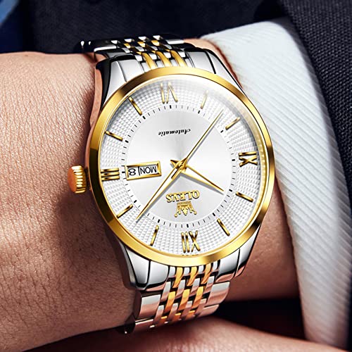 OLEVS Mens Automatic Watches Business Luxury Self Winding Mechanical Dress Wrist Watch Stainless Steel Waterproof Luminous Day Date