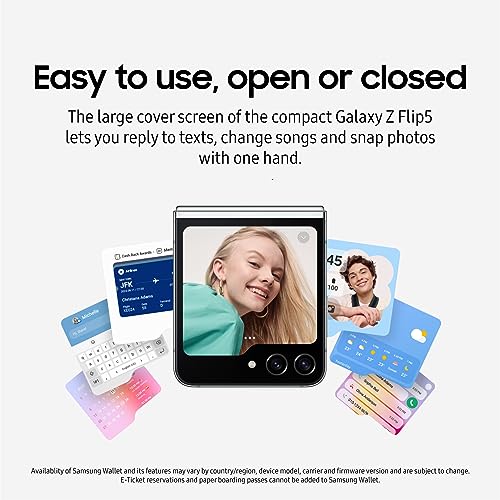 SAMSUNG Galaxy Z Flip 5 Cell Phone, Unlocked Android Smartphone, 256GB, Compact, Foldable Design, One-Hand Control, Best Selfies, 12MP Camera, Large Cover Screen, US Version, 2023, Lavender
