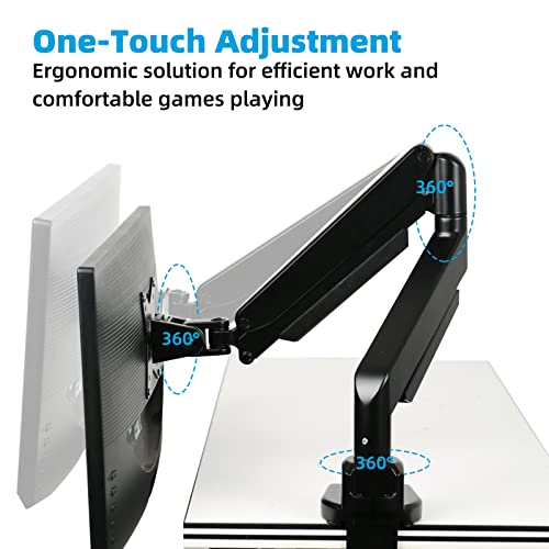 Premium Aluminum Ultrawide Monitor Stand, Gas Spring Arm Fits up to 32 Inches and 33 Pounds, C-Clamp and Grommet Bases, with Clamp and Grommet Base, Monitor Mount for Drawing Tablet