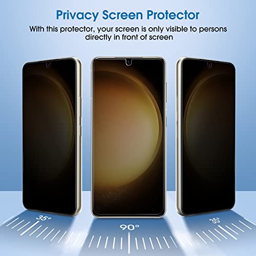 amFilm [2+2 Pack Samsung Galaxy S23+/S23 Plus 6.6   Privacy Screen Protector with Camera Lens Protector, Anti Spy Hybrid Film, Fingerprint ID Compatible, Easy to Installation.