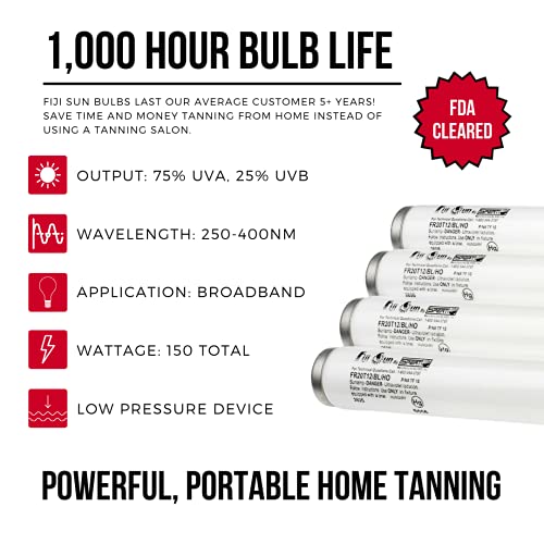 Maintain Your Summer Tan Through Winter with The Fiji Sun Indoor Tanning Lamp - Adjustable, FDA Cleared, Auto Timer & UV Safety Glasses - Trusted US Company