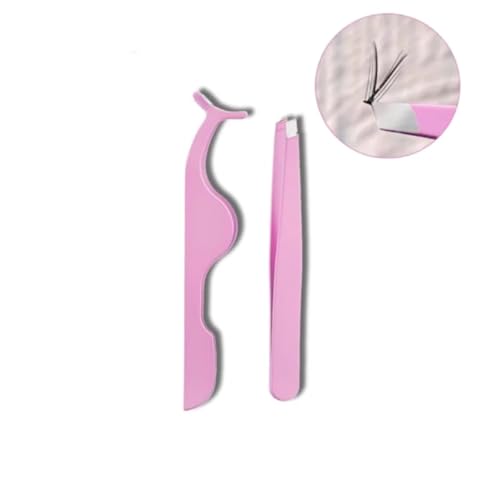 2 PCS Stainless Steel False Eyelash Applicator Tools - Fashionably Designed for Easy Curling (Pink)