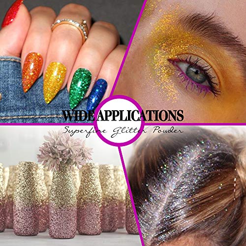 48 Colors Nail Glitter Set, FANDAMEI 48 Boxes 5g Nail Art Glitter, Fine Glitter Powder for Eyeshadow, Cosmetic, Arts, Crafts, Decoration. Body Glitter, Face Glitter for Festival, Makeup, Halloween