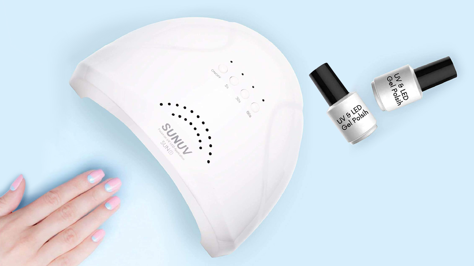 UV LED Nail Lamp, SUNUV Gel Nail Light for Nail Polish 48W UV Dryer with 3 Timers SUNone