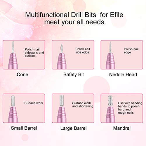Portable Electric Nail Drill File Machine with Acrylic Nail Kit Set Professional 20000rpm Manicure Pedicure with Sanding Bands Brush for Nail Art Gel Nail Polish Tips Clippers