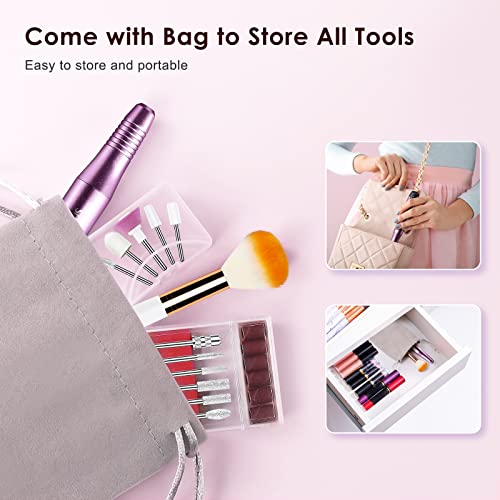 Cordless Nail Drill Electric File: Professional for Acrylic Gel Dip Powder Nails Portable Nail Drill Machine Kit for Manicure Pedicure Nail Dremel Set with Everything Rechargeable Lightweight