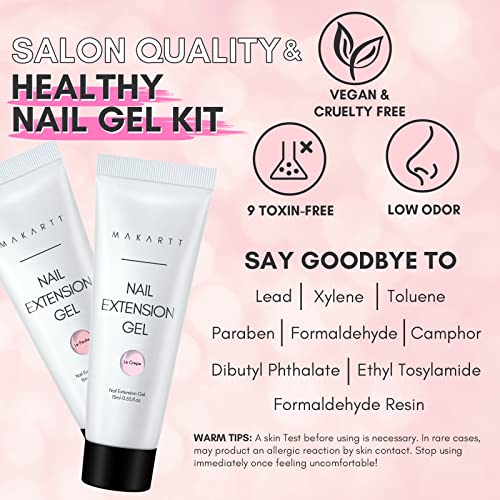 Makartt Poly Nail Gel Kit, Clear Pink Spring Color Nail Gel Kit Poly Nail Extension Gel Valentine s Day Gift Nail Enhancement Set Gel Kit All-in-one Nail Thickening Solution Salon Home French Manicure