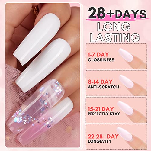 Makartt Poly Nail Gel Kit, Clear Pink Spring Color Nail Gel Kit Poly Nail Extension Gel Valentine s Day Gift Nail Enhancement Set Gel Kit All-in-one Nail Thickening Solution Salon Home French Manicure
