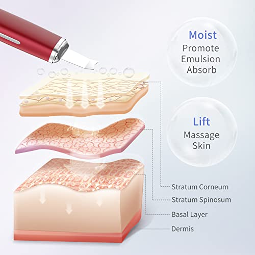 COSBEAUTY Skin Scrubber Face Spatula, Blackhead Remover Pore Cleaner Comedo Extractor with 4 Modes, Waterproof IPX6, Wireless Rechargeable (Red)