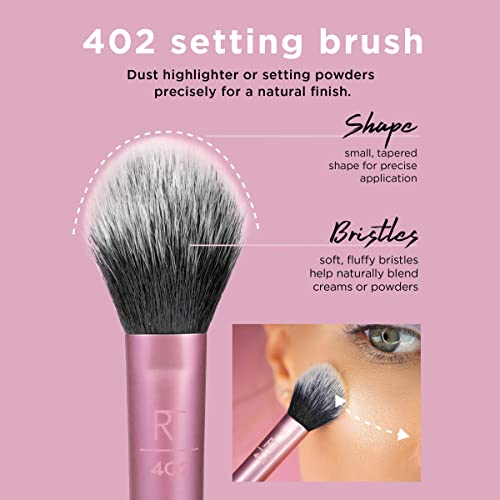Real Techniques Makeup Brush Set with Sponge Blender for Eyeshadow, Foundation, Blush, and Concealer, Set of 5