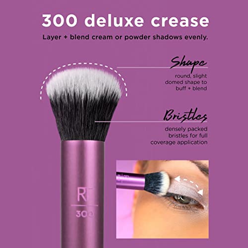 Real Techniques Makeup Brush Set with Sponge Blender for Eyeshadow, Foundation, Blush, and Concealer, Set of 5