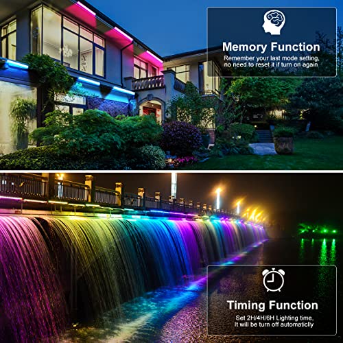 MEIKEE 42W RGB LED Wall Washer Light, 3350lm, IP66 Waterproof RGB Wash Light Bar with Remote, Timing Memory Dimmable Wall Flood Strip Light for Stage Party Wedding Decoration-4 Pack