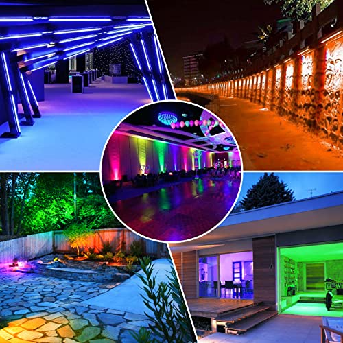 MEIKEE 42W RGB LED Wall Washer Light, 3350lm, IP66 Waterproof RGB Wash Light Bar with Remote, Timing Memory Dimmable Wall Flood Strip Light for Stage Party Wedding Decoration-4 Pack