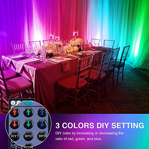 Onforu 4 Pack RGB LED Flood Light 160W Equivalent, DIY Color Changing Stage Lights with Remote, IP66 Indoor Outdoor Landscape Floor Strobe Light, Uplights for Event, Uplighting Party, Wall Wash,Timing