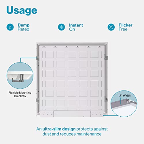 Sunco Lighting 10 Pack 2x2 LED Flat Panel Light 5000K Daylight, 40W, Dimmable 0-10V, 4400 LM, Back-Lit Drop Ceiling Troffer Replacement Light Fixture, Direct Wire, Dustproof Commercial Grade, ETL